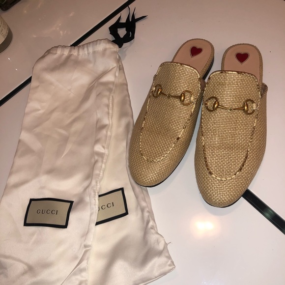 Authentic Gucci Women Princetown Raffia Slippers - Picture 1 of 8